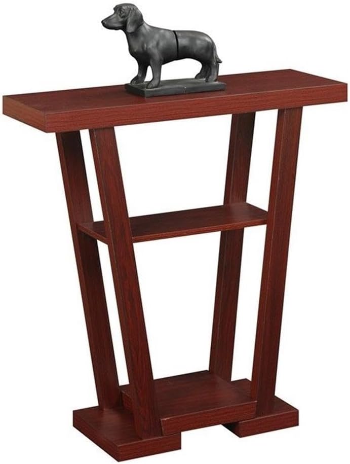 Convenience Concepts Newport V Console Table 31.5" - Modern Sofa Table with Storage Shelves, Narrow Entryway Hall Table for Living Room, Mahogany