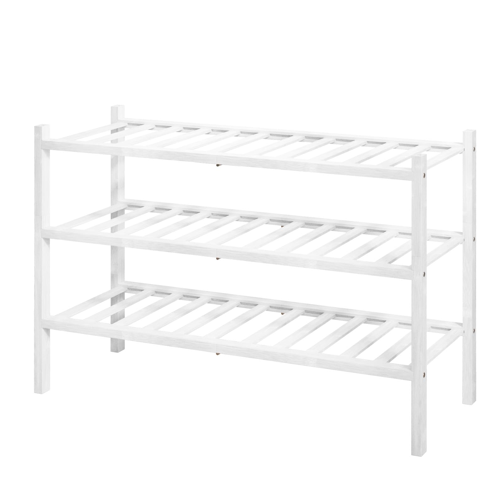 Kitsure Bamboo Wooden Shoe Rack for Closet - Stackable Shoe Organizer with Modular Structure, Space-Saving Shoe Shelf for Entryway, Living Room, Bedroom, 26.8" x 11" x 18.9", Natural