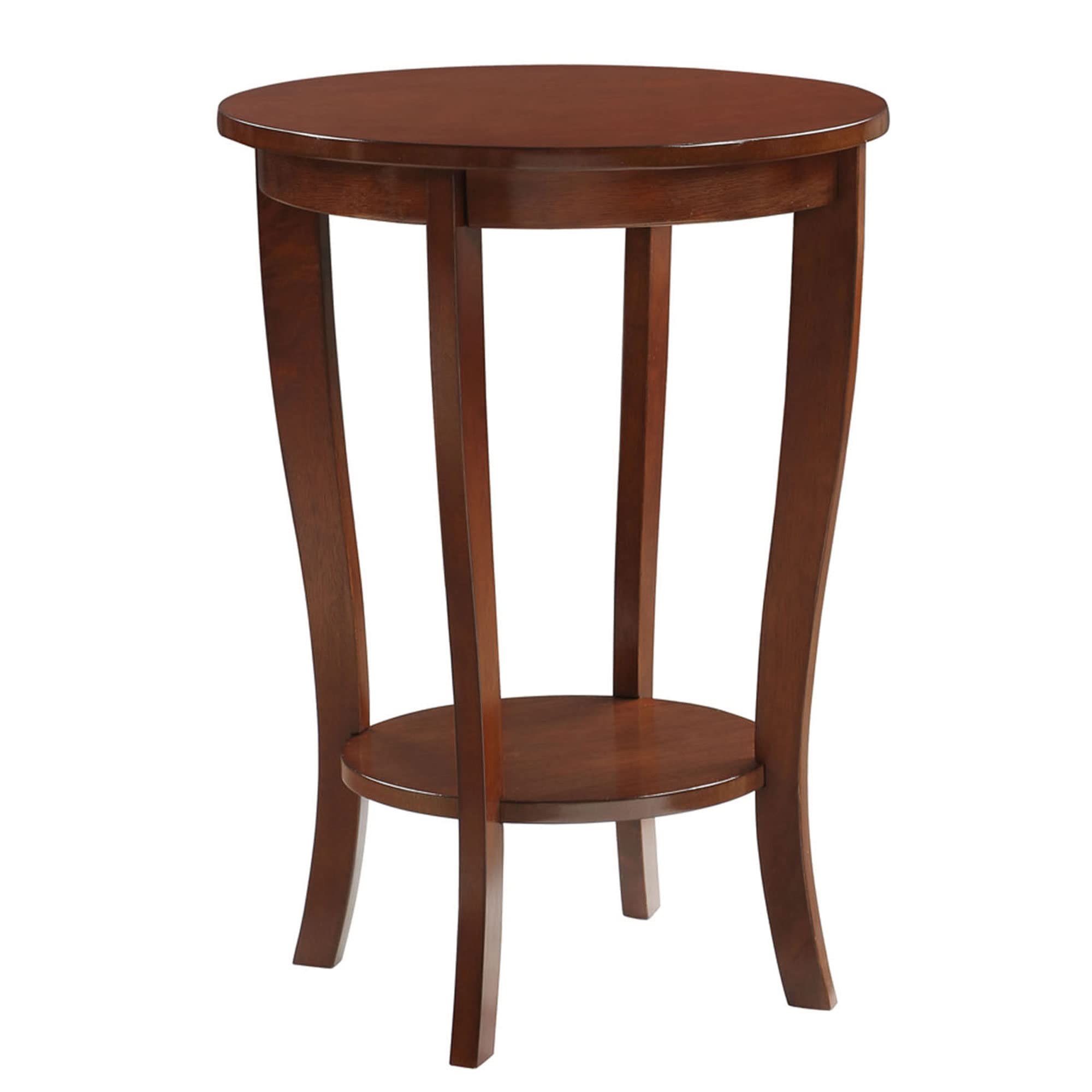Convenience Concepts American Heritage Round End Table with Shelf, Mahogany