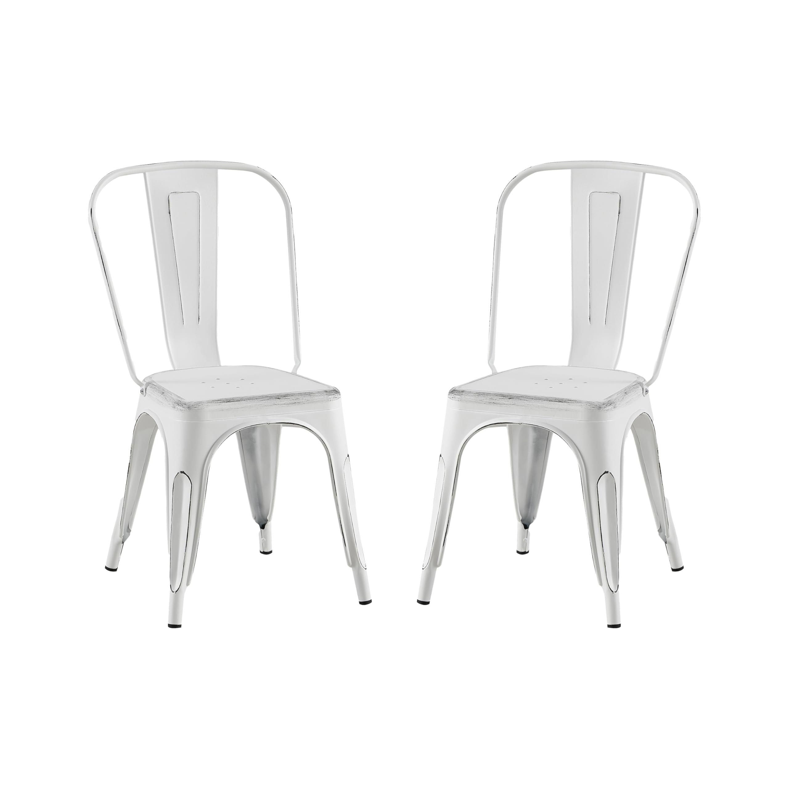AC Pacific 18 Inch Seat Height Industrial Metal Dining Chairs, Stackable Kitchen or Bar Seat, Durable Modern Design, Versatile Accent Furniture, Set of 4, Green