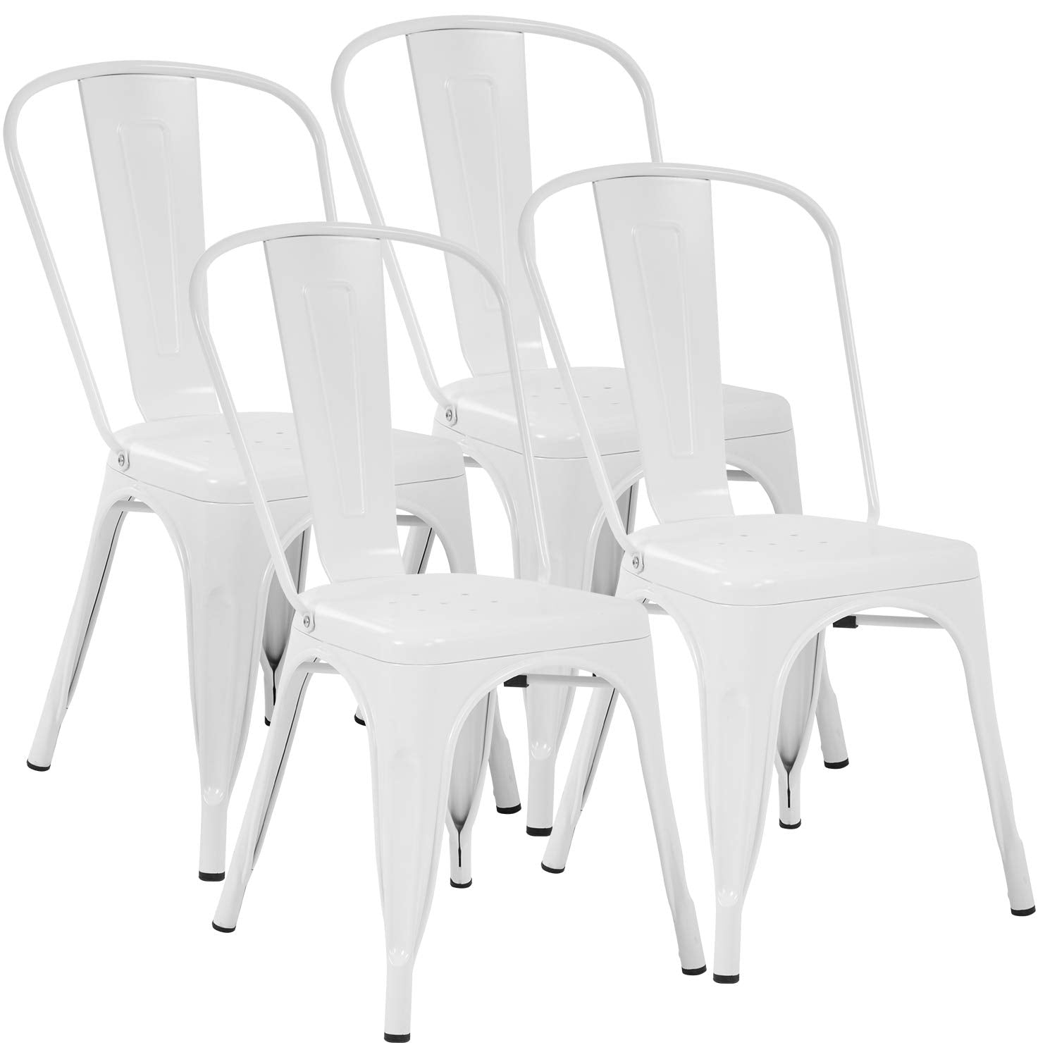 FDW Metal Dining Chairs Metal Chairs Patio Chair Seat Height Dining Room Kitchen Chair Tolix Restaurant Chairs Bar Stackable Chair Trattoria Metal Indoor Outdoor Chairs (Black)