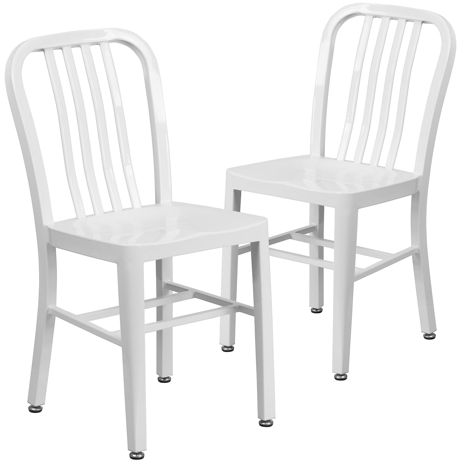 Flash Furniture Gael Indoor/Outdoor Modern Metal Dining Chairs, Commercial-Grade Galvanized Steel Restaurant Chairs, Set of 2, Silver