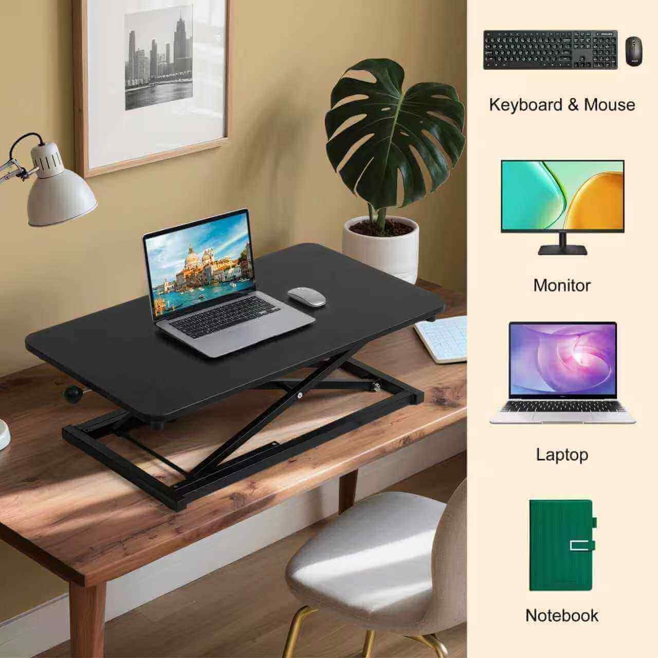 Adjustable Height Standing Desk Converter, Keyboard Riser for Stand Up Desk Riser, Computer Keyboard Stand for Desktop, Computer Workstations for Home Office