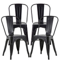 FDW Metal Dining Chairs Metal Chairs Patio Chair Seat Height Dining Room Kitchen Chair Tolix Restaurant Chairs Bar Stackable Chair Trattoria Metal Indoor Outdoor Chairs (Black)