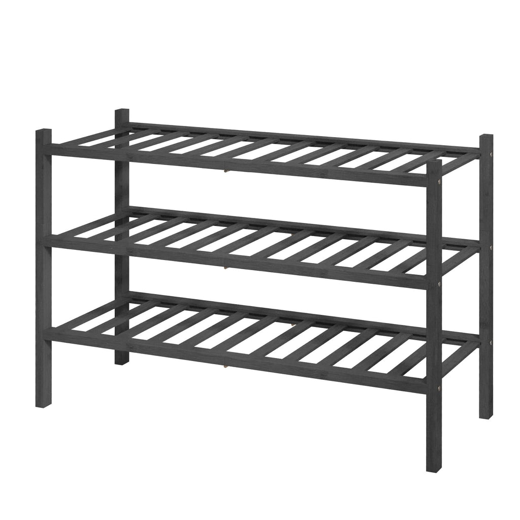 Kitsure Bamboo Wooden Shoe Rack for Closet - Stackable Shoe Organizer with Modular Structure, Space-Saving Shoe Shelf for Entryway, Living Room, Bedroom, 26.8" x 11" x 18.9", Natural