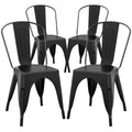 COSTWAY Metal Dining Chairs Set of 4, 18 Inch Stackable Industrial Kitchen Tolix Side Chairs with Detachable High Back for Dining Room, Cafe, Restaurant, Bistro (Bronze)