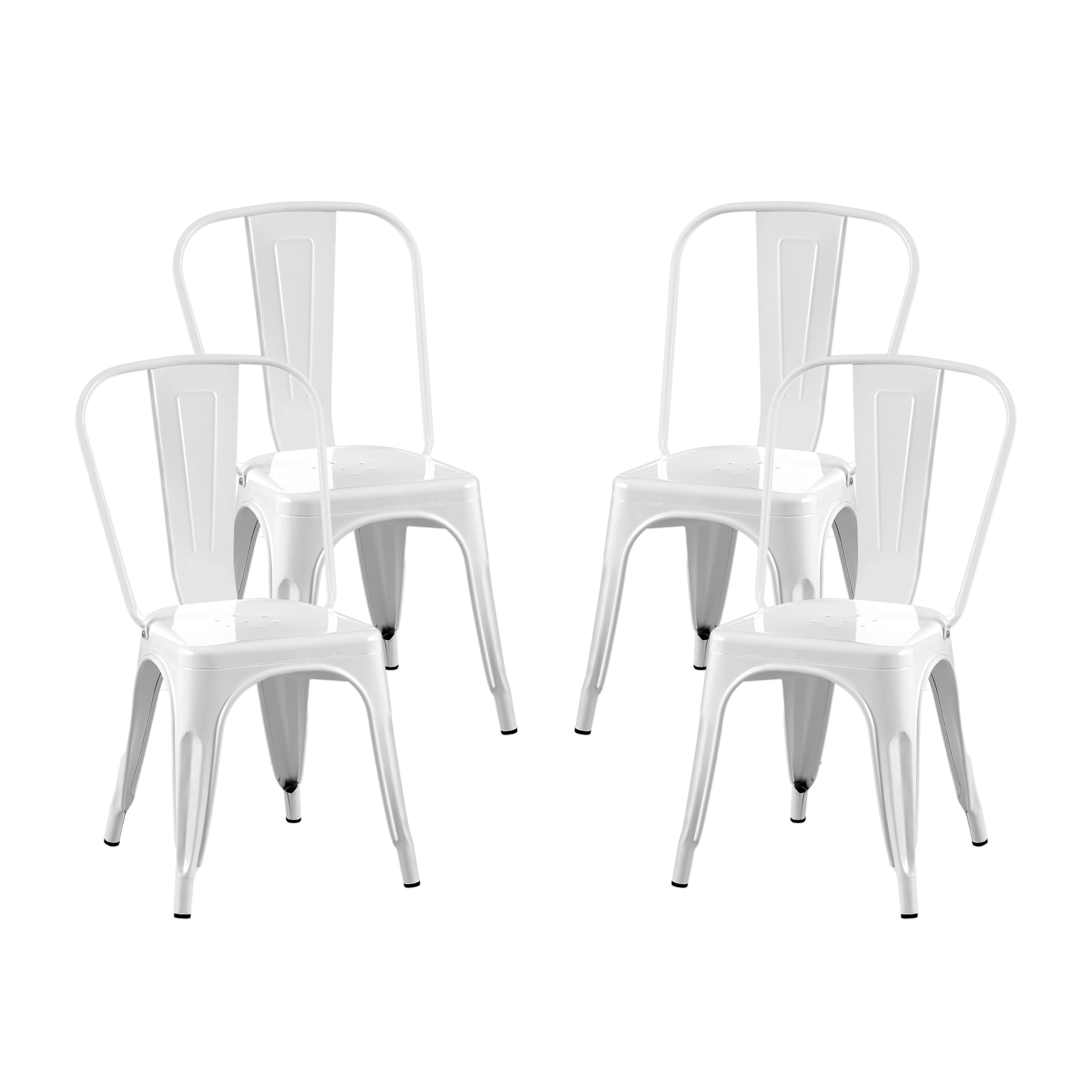 AC Pacific 18 Inch Seat Height Industrial Metal Dining Chairs, Stackable Kitchen or Bar Seat, Durable Modern Design, Versatile Accent Furniture, Set of 4, Green