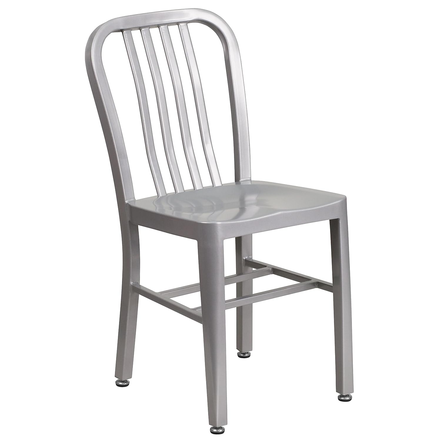 Flash Furniture Gael Indoor/Outdoor Modern Metal Dining Chairs, Commercial-Grade Galvanized Steel Restaurant Chairs, Set of 2, Silver