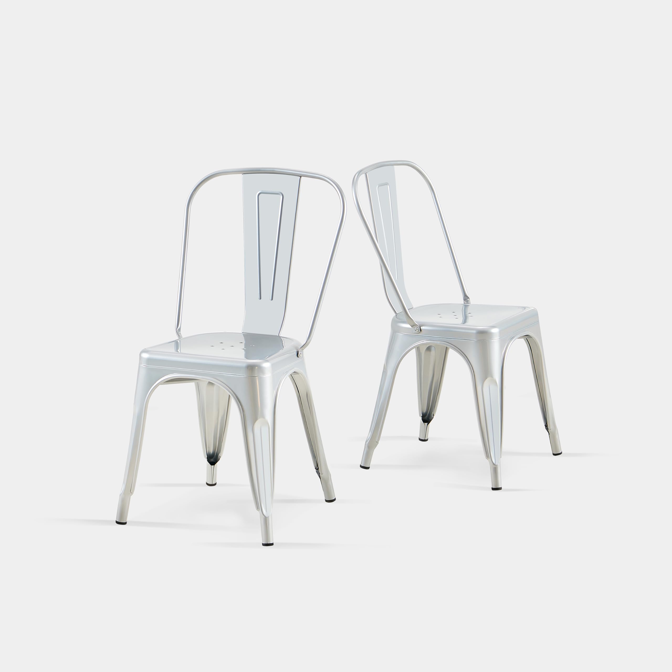 AC Pacific 18 Inch Seat Height Industrial Metal Dining Chairs, Stackable Kitchen or Bar Seat, Durable Modern Design, Versatile Accent Furniture, Set of 4, Green