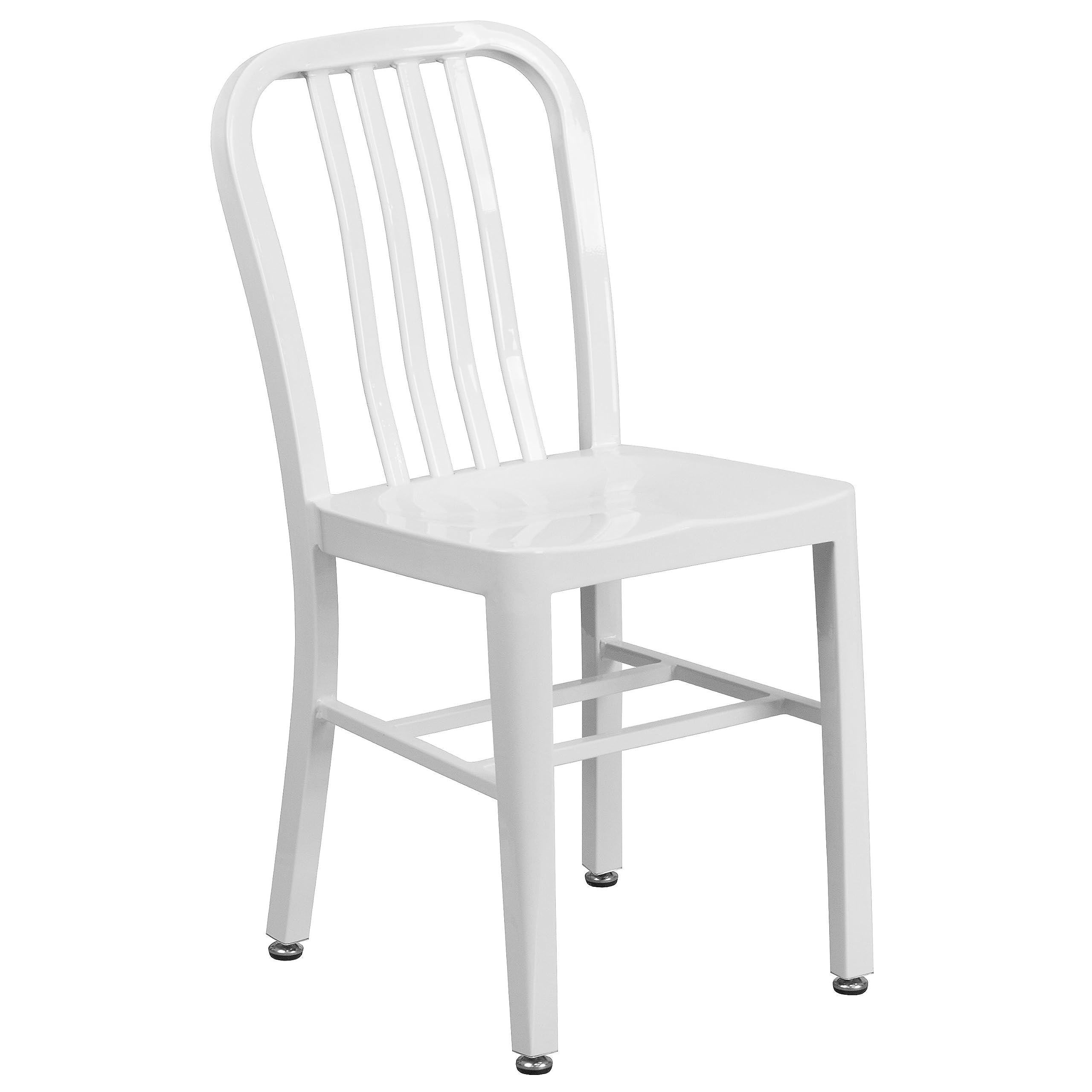 Flash Furniture Gael Indoor/Outdoor Modern Metal Dining Chairs, Commercial-Grade Galvanized Steel Restaurant Chairs, Set of 2, Silver
