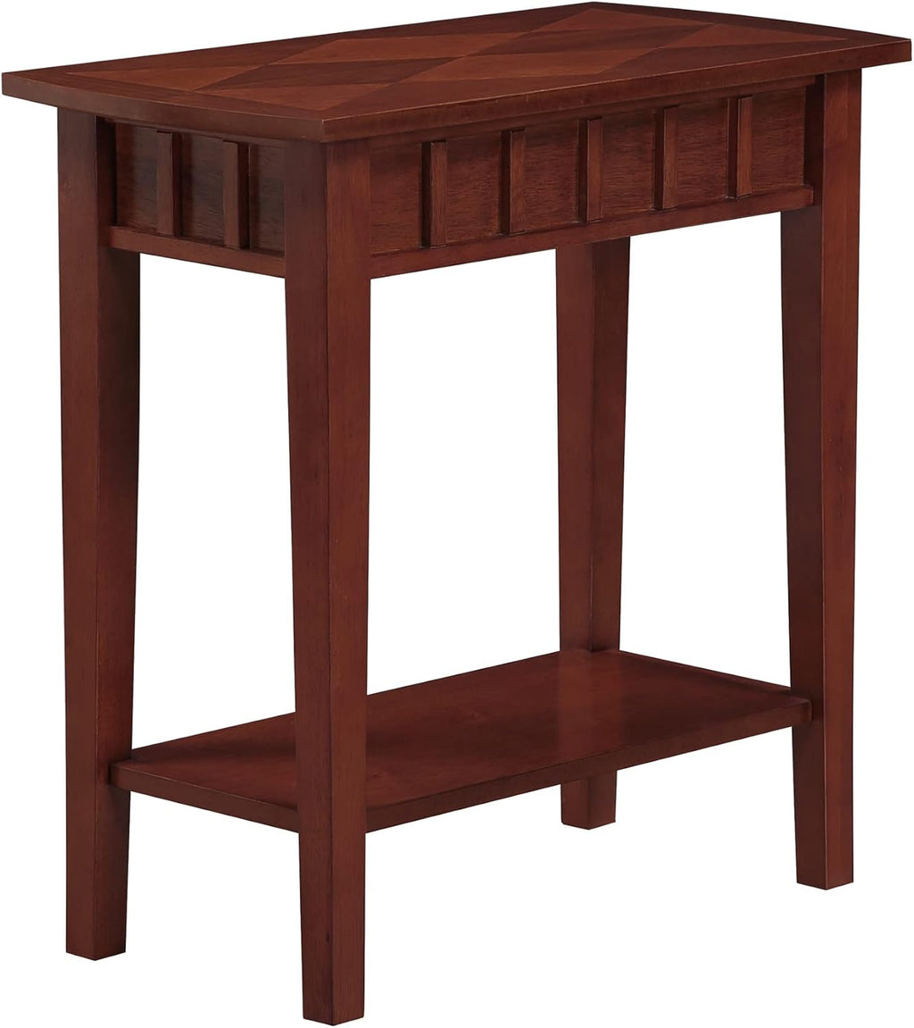 Convenience Concepts Dennis End Table with Shelf 24" - Modern Living Room Side Table with Shelf, Transitional Nightstand, Mahogany
