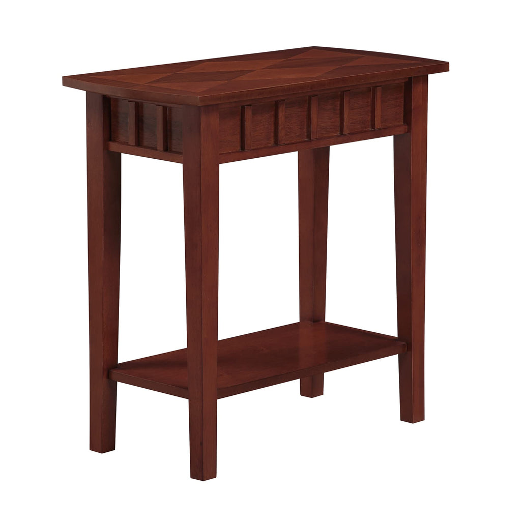 Convenience Concepts Dennis End Table with Shelf 24" - Modern Living Room Side Table with Shelf, Transitional Nightstand, Mahogany