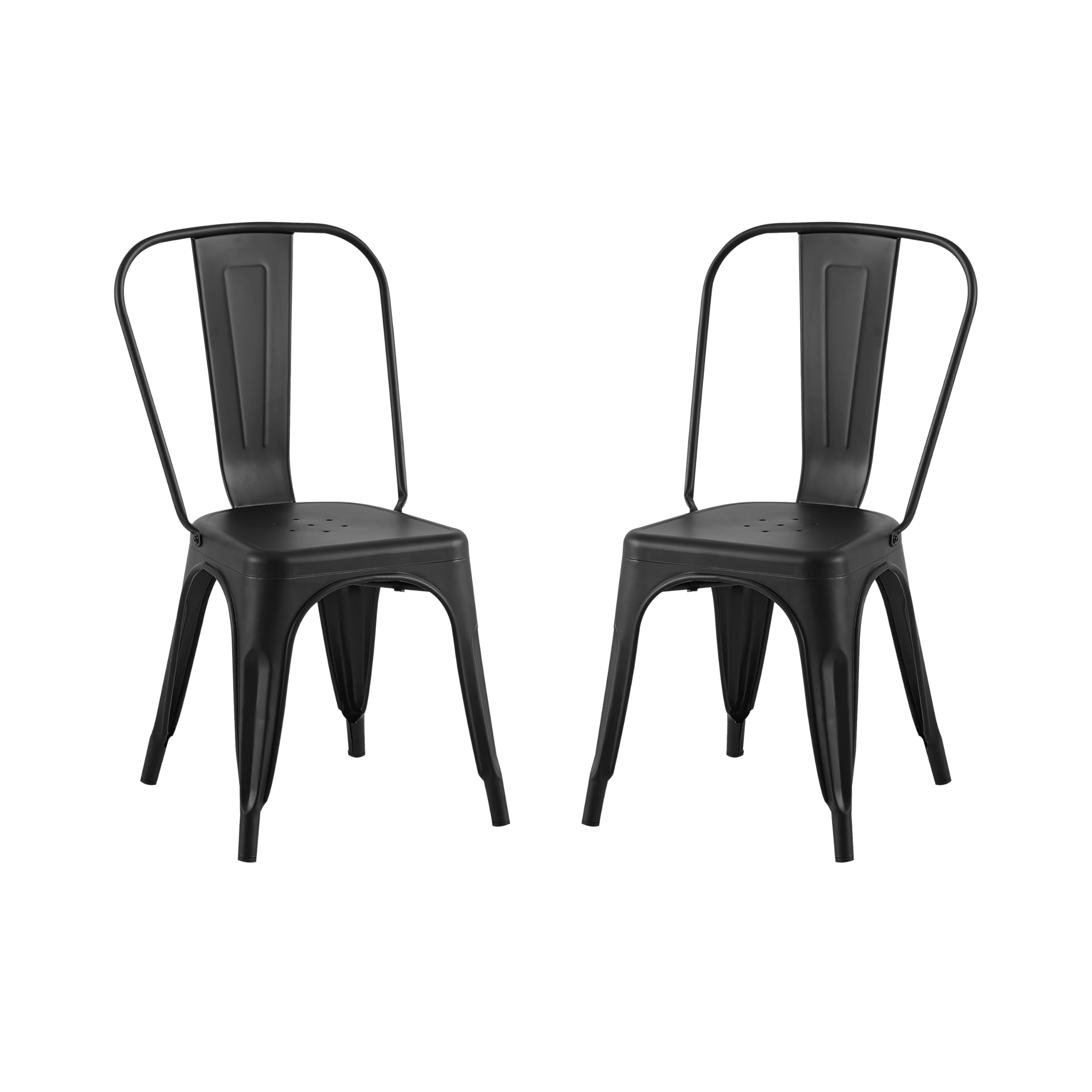 AC Pacific 18 Inch Seat Height Industrial Metal Dining Chairs, Stackable Kitchen or Bar Seat, Durable Modern Design, Versatile Accent Furniture, Set of 4, Green