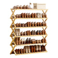 6-Tier Free Standing Shoe Racks, Bamboo Wood Shoe Rack for Entryway & Closet, Holds up to 24 Pairs of Shoes