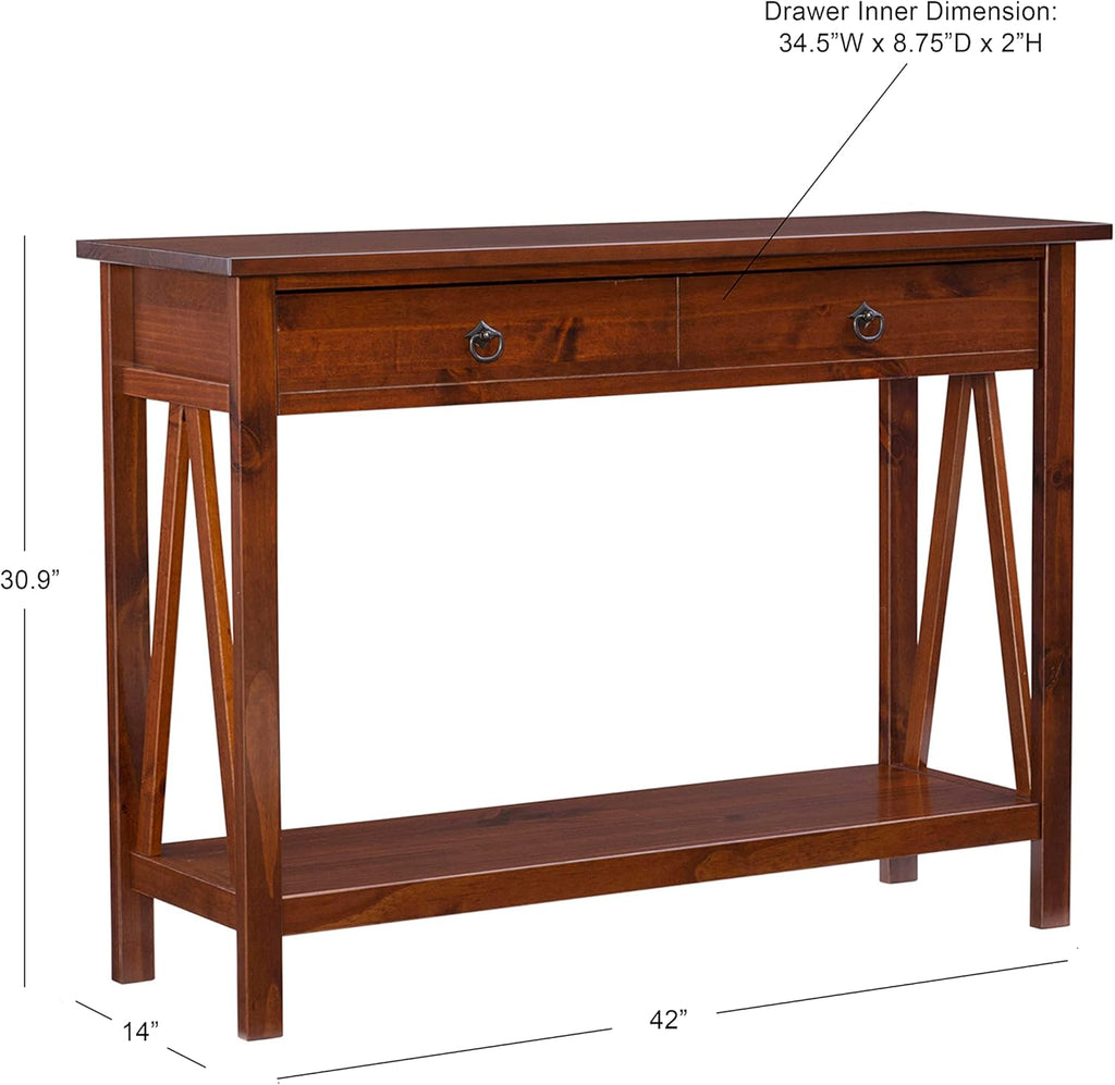 Linon Home Dcor Console Table, 42.01"w x 13.98"d x 30.71"h, Antique Tobacco