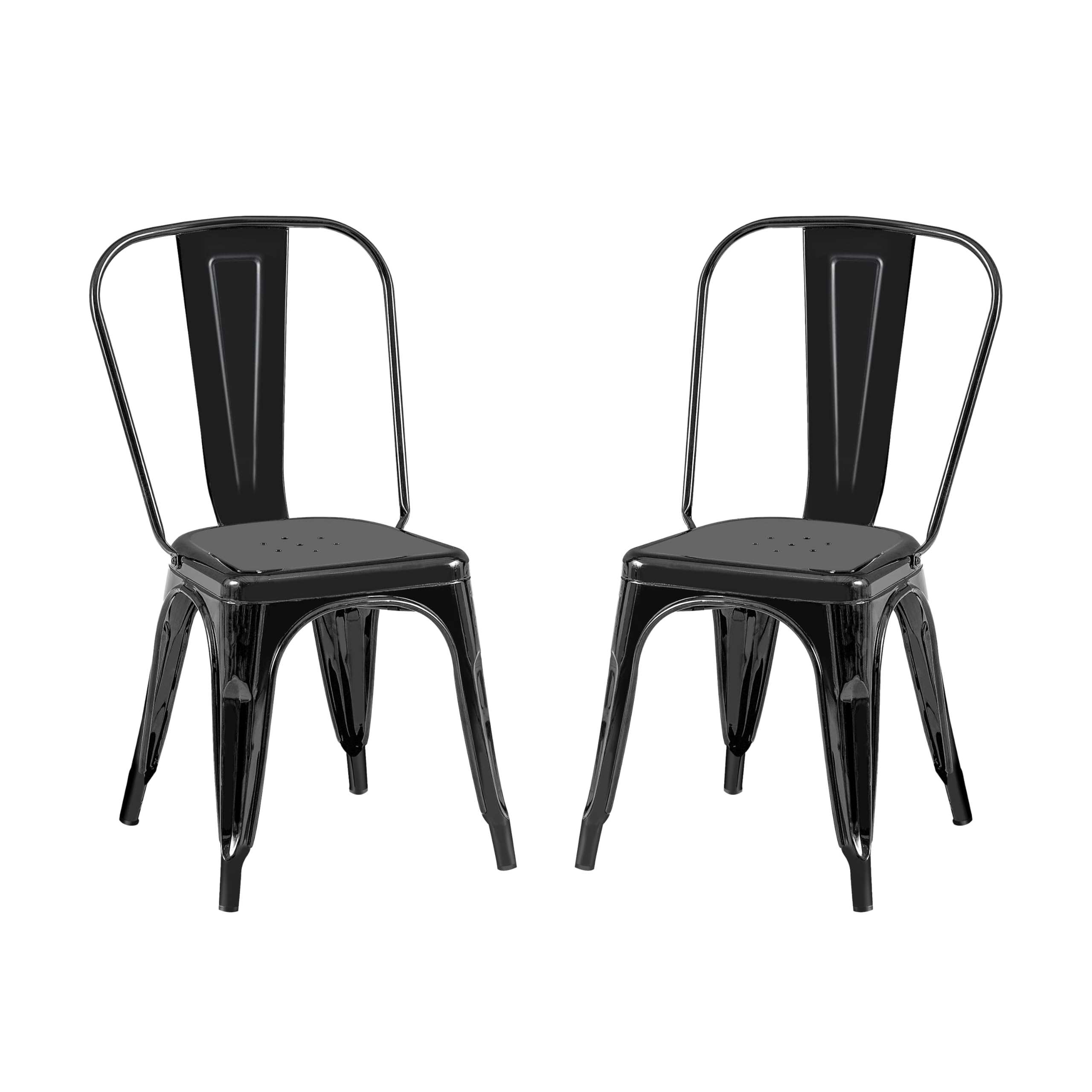 AC Pacific 18 Inch Seat Height Industrial Metal Dining Chairs, Stackable Kitchen or Bar Seat, Durable Modern Design, Versatile Accent Furniture, Set of 4, Green