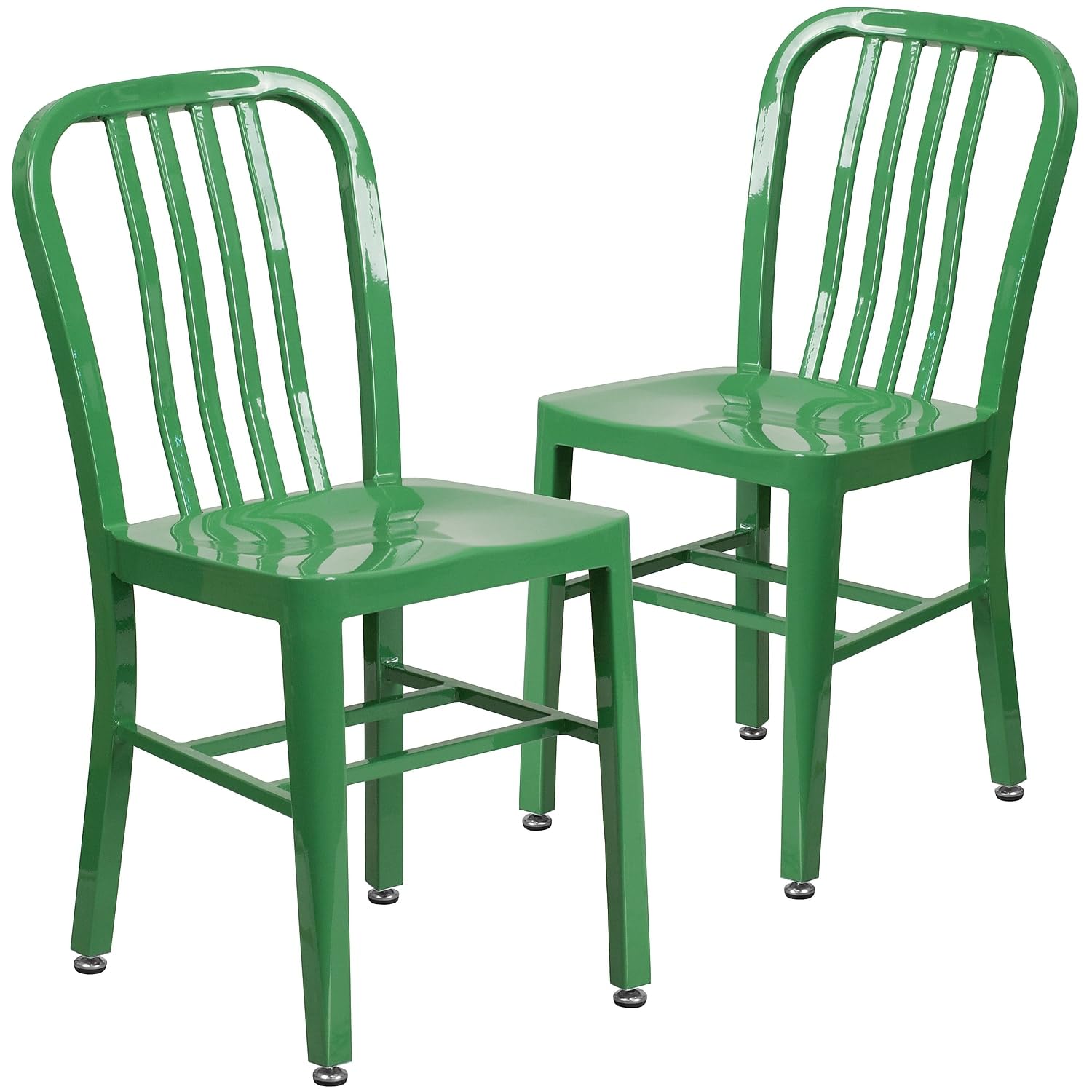 Flash Furniture Gael Indoor/Outdoor Modern Metal Dining Chairs, Commercial-Grade Galvanized Steel Restaurant Chairs, Set of 2, Silver