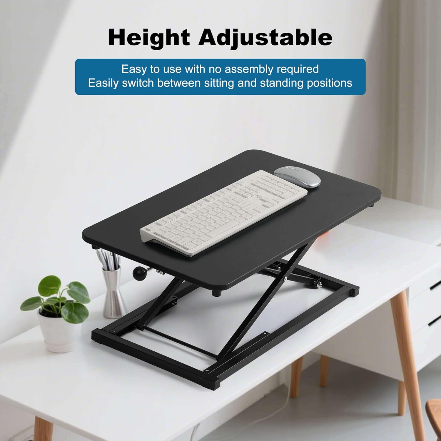 Height Adjustable Standing Desk Converter, Computer Keyboard Stand for Desktop, Keyboard Riser for Stand Up Desk Riser, Ergonomic Sit Stand Workstations for Home Office