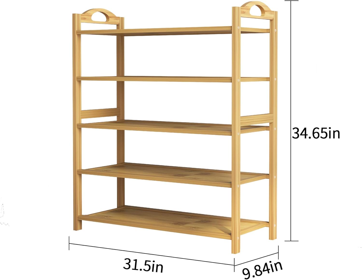 UDEAR Bamboo Shoe Rack 5-Tier Shoe Storage Organizer Entryway Shoe Shelf