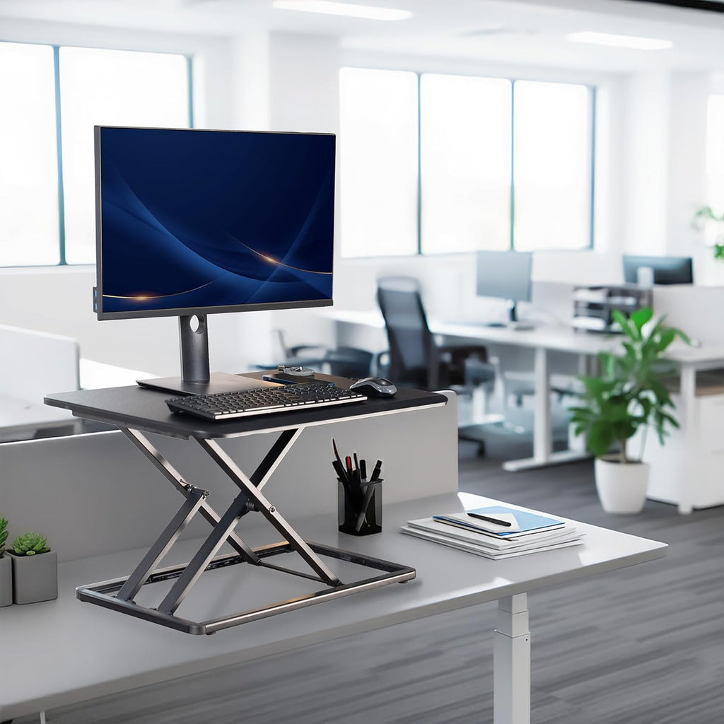 VIVO Economy Single Top Height Adjustable 29 inch Standing Desk Converter, Sit Stand Tabletop Monitor and Laptop Riser Platform Workstation, DESK-V000U