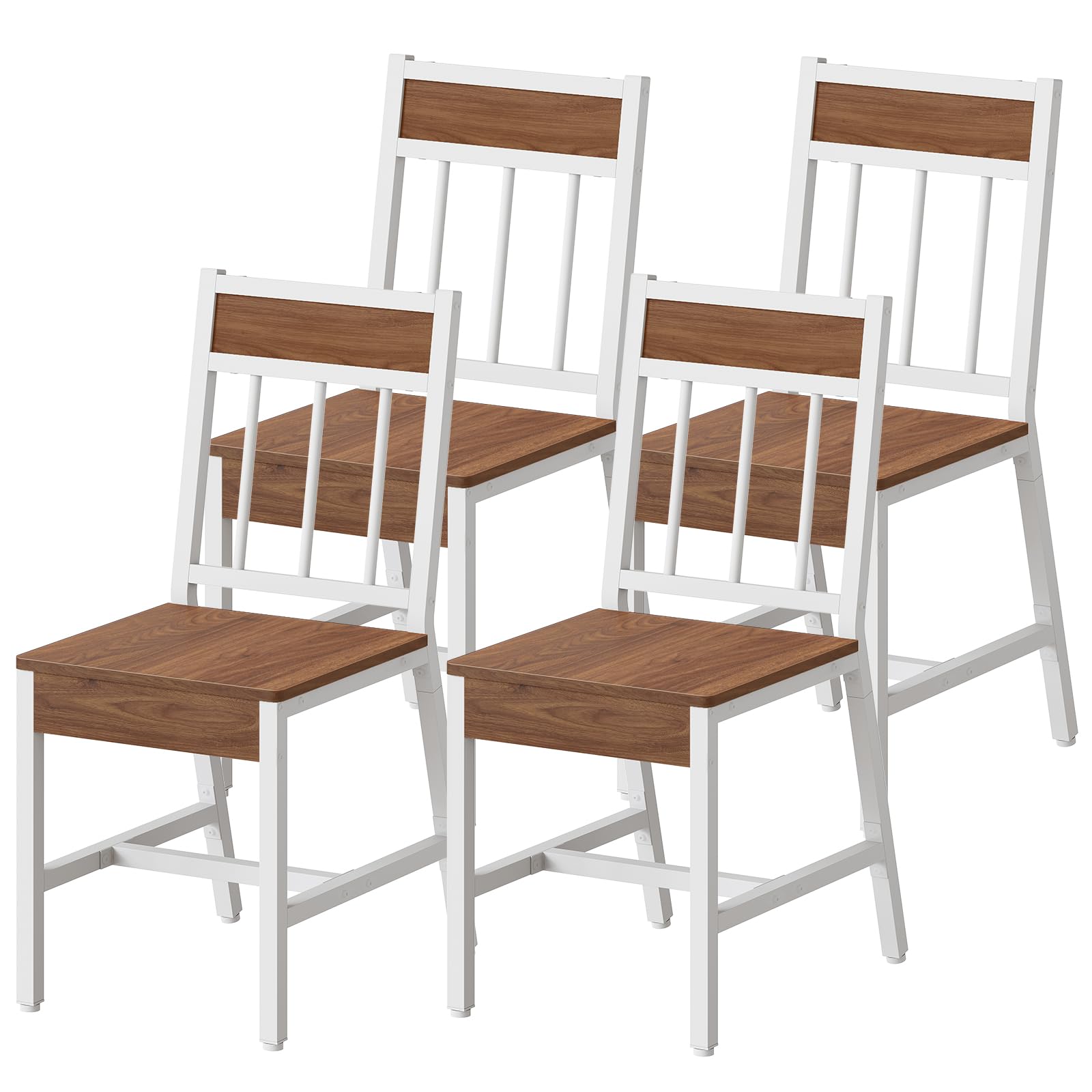 Dining Chairs Set of 4, Industrial Kitchen Chairs with Metal Frame, Slanted Back, Wooden Dining Chair Set, for Kitchen, Living Room, Rustic Brown and Black CY03L4BR