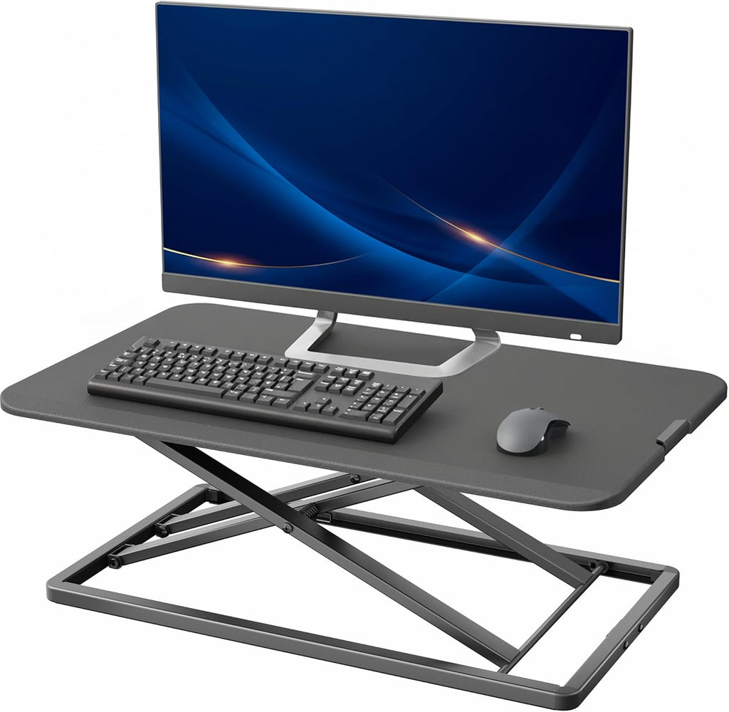 VIVO Economy Single Top Height Adjustable 29 inch Standing Desk Converter, Sit Stand Tabletop Monitor and Laptop Riser Platform Workstation, DESK-V000U