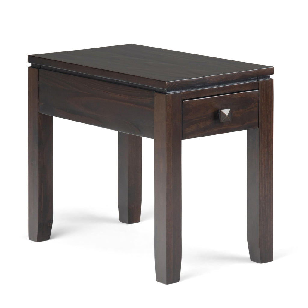 SIMPLIHOME Cosmopolitan Console Table - 38 inch Wide Solid Wood Sofa Table in Mahogany Brown, Contemporary Table for Entryway or Living Room with 2 Drawers, Floating Top, and Bronze Knobs