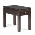 SIMPLIHOME Cosmopolitan Console Table - 38 inch Wide Solid Wood Sofa Table in Mahogany Brown, Contemporary Table for Entryway or Living Room with 2 Drawers, Floating Top, and Bronze Knobs