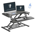 FLEXISPOT Standing Desk Converter 42-inch Spacious Sit to Stand up Dual Monitor and Laptop Riser, Big Size Tabletop Workstation with Large Keyboard Tray, Black