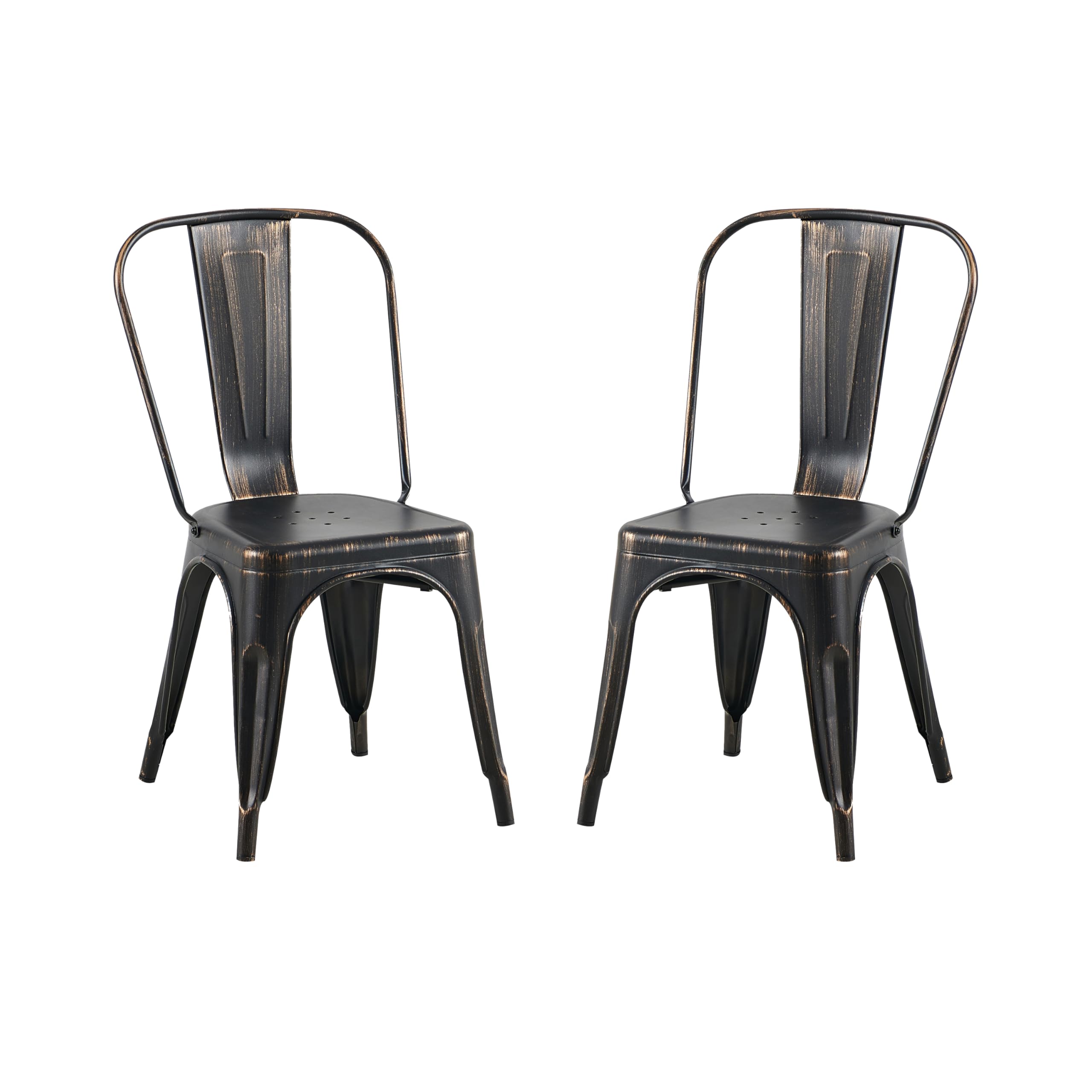 AC Pacific 18 Inch Seat Height Industrial Metal Dining Chairs, Stackable Kitchen or Bar Seat, Durable Modern Design, Versatile Accent Furniture, Set of 4, Green