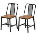 Dining Chairs Set of 4, Wooden Kitchen Chairs, Farmhouse Dining Chairs with Back Support, for Living Room, Kitchen, Rustic Brown and Black CY01L4BRN1