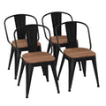 18 Inch Metal Dining Chairs,Arlunar Farmhouse Chairs Set of 4 White Dining Room Chairs Stackable with Back and Wooden Seat bar stools