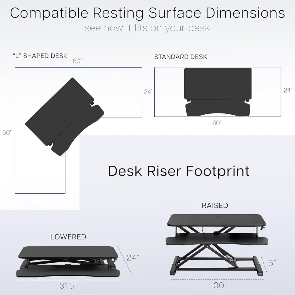 VIVO 32 inch Desk Converter, K Series, Height Adjustable Sit to Stand Riser, Dual Monitor and Laptop Workstation with Wide Keyboard Tray, Dark Walnut Top, Black Frame, DESK-V000KA