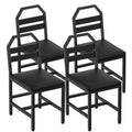 Dining Chairs, Kitchen Chairs with Back Support, Upholstered Seat and Metal Legs, for Kitchen, Living Room, Rustic Brown and Black CY02L4BR