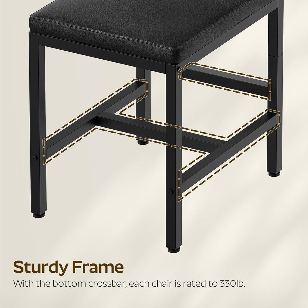Dining Chairs, Kitchen Chairs with Back Support, Upholstered Seat and Metal Legs, for Kitchen, Living Room, Rustic Brown and Black CY02L4BR