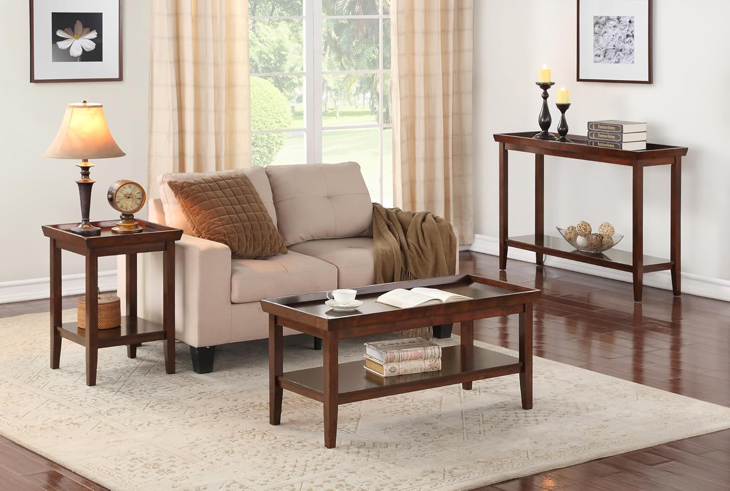 Convenience Concepts Ledgewood Console Table 48" - Modern Narrow Sofa Display Accent with Storage Shelf for Transitional, Traditional Living Room, Entryway, Hallway, or Bedroom, Espresso