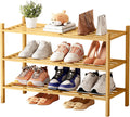 Bamboo Shoe Rack for Closet 3 Tier, Durable Wooden Shoe Rack, Space-Saving Stackable Shoe Organizer for Entryway, Dorm, Garage, Natural