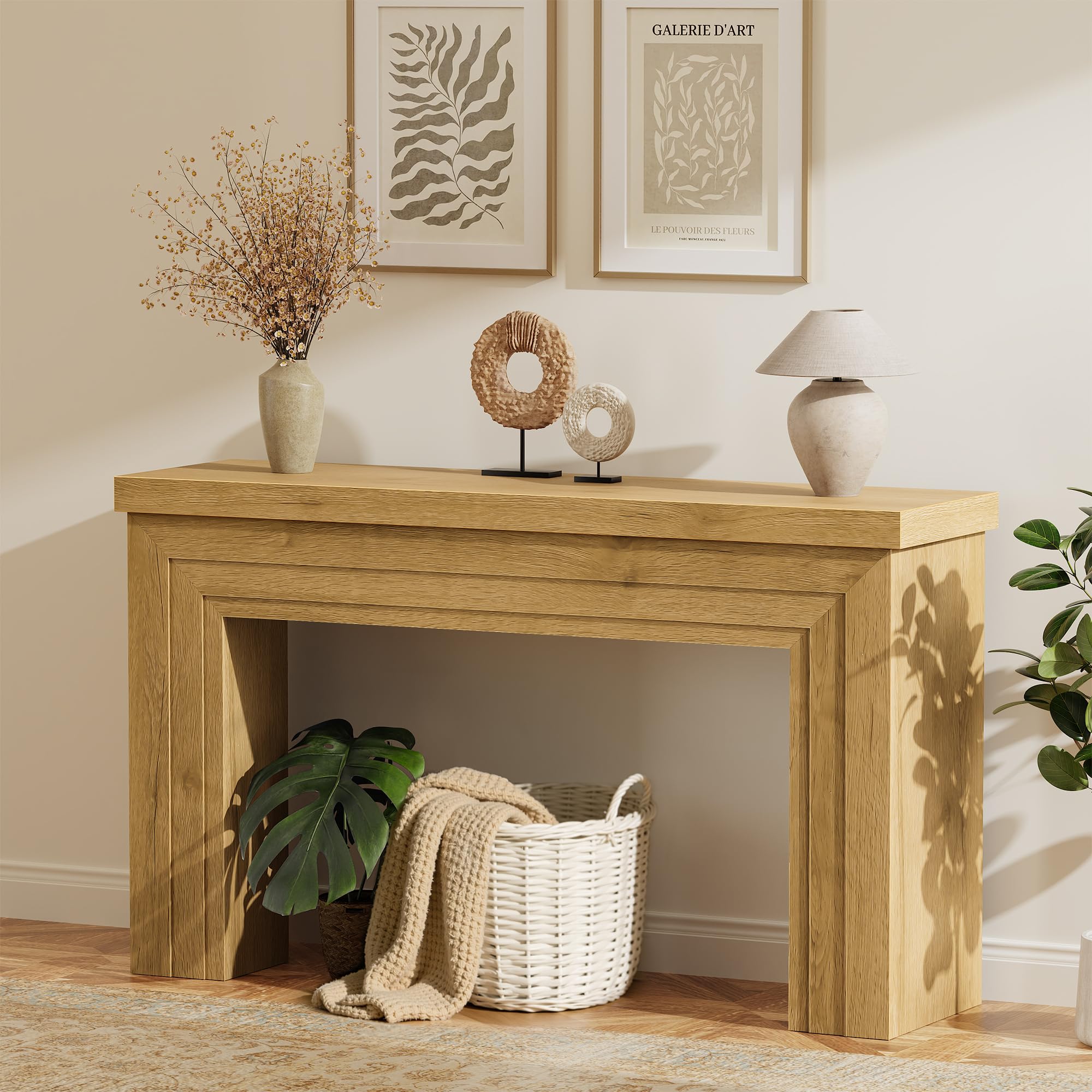 Huuger 54 Inch Entryway Table, Retangular Console Table with Storage, Farmhouse Sofa Table Behind the Couch, Long for Entrance, Hallway, Foyer, Living Room, Rustic Brown