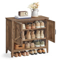 VASAGLE LIRY Collection - Shoe Cabinet, 3-Tier Storage Organizer, Shoe Shelf, Farmhouse Freestanding Cabinet, Height-Adjustable Shelf, 13.8 x 31.5 x 27.6 Inches, Rustic White ULBC038W01
