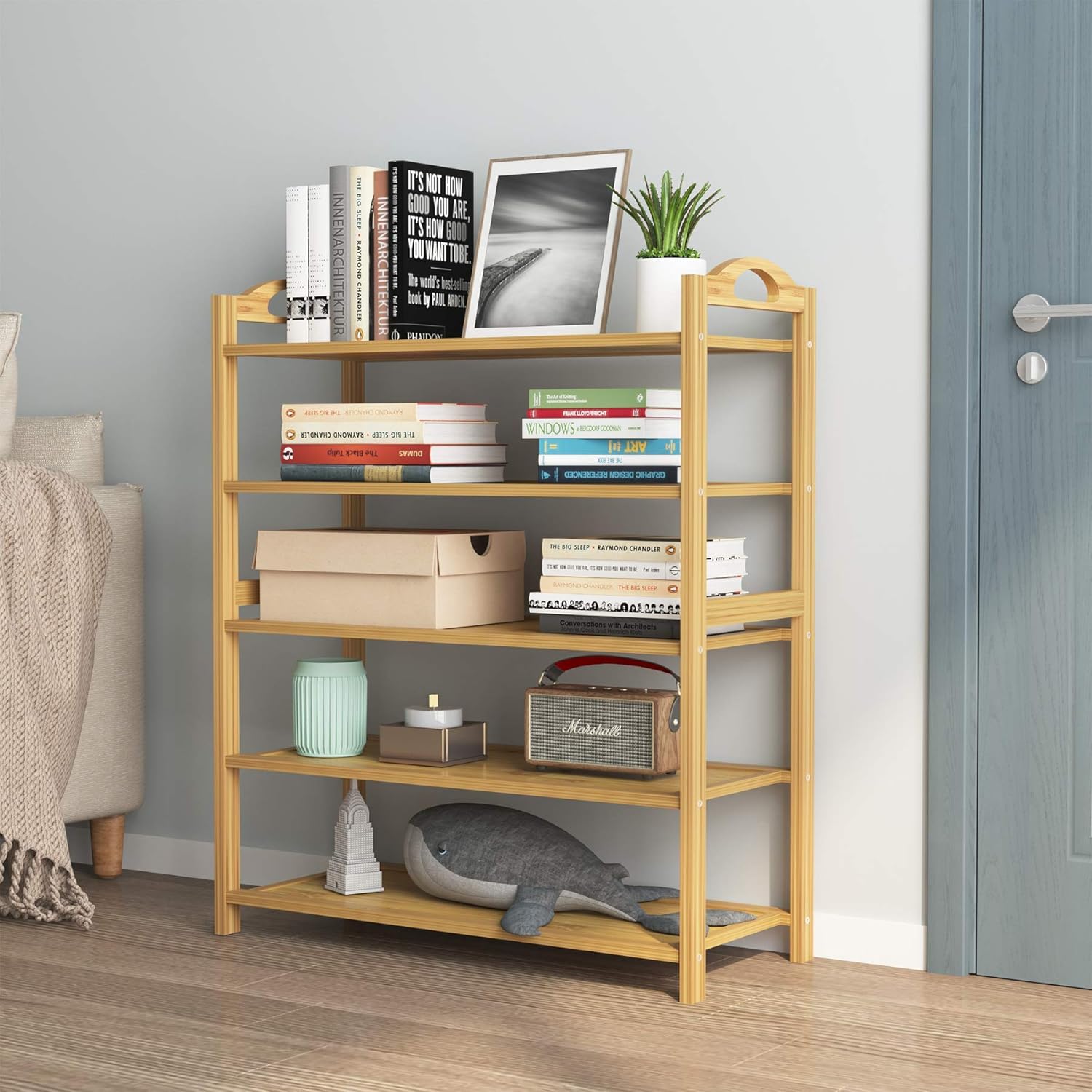 UDEAR Bamboo Shoe Rack 5-Tier Shoe Storage Organizer Entryway Shoe Shelf