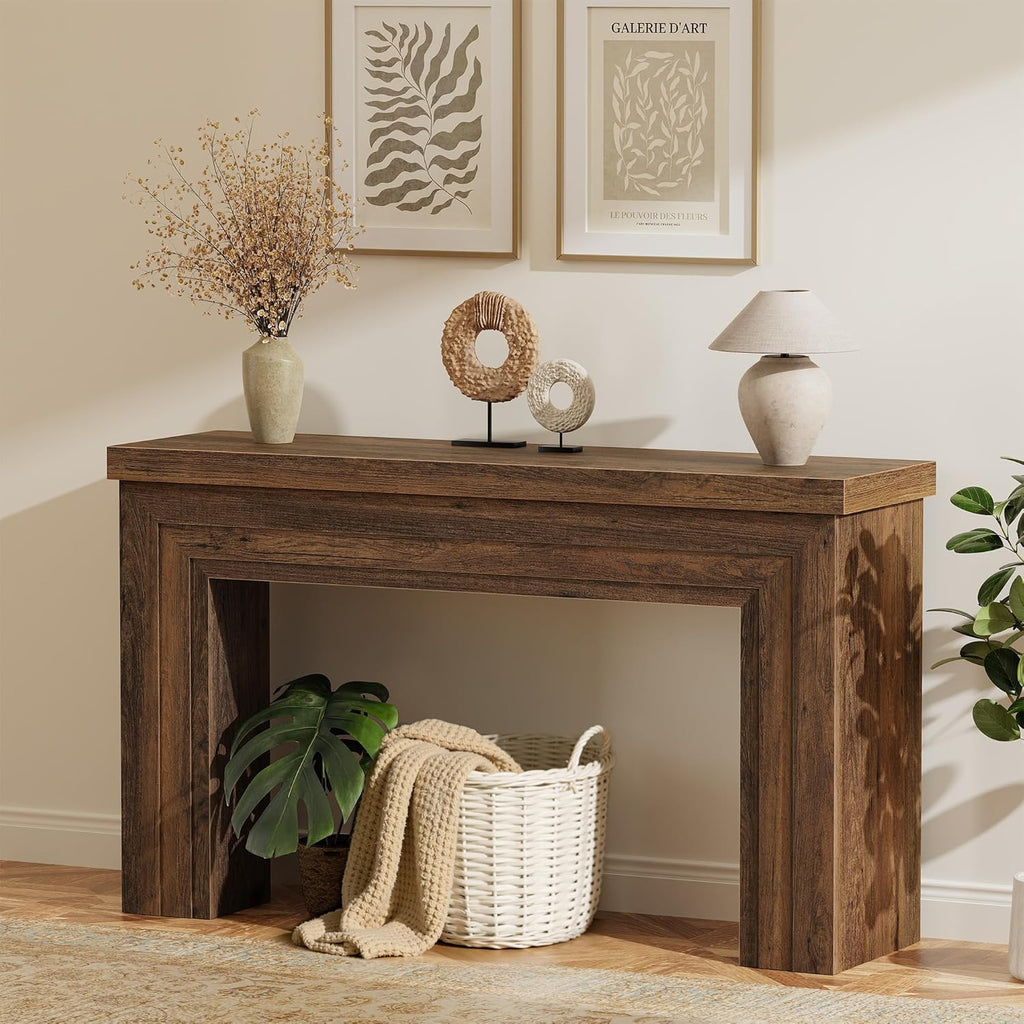 Huuger 54 Inch Entryway Table, Retangular Console Table with Storage, Farmhouse Sofa Table Behind the Couch, Long for Entrance, Hallway, Foyer, Living Room, Rustic Brown