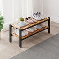 Bamboo Shoe Rack Organizer for Closet and Entryway - Space-Saving Narrow Shoe Stand - Versatile Shoe Holder for Door or Closet Shelf,Garage Bedroom can Freely Stack DIY Small Shoe Racks 3 Tier Brown