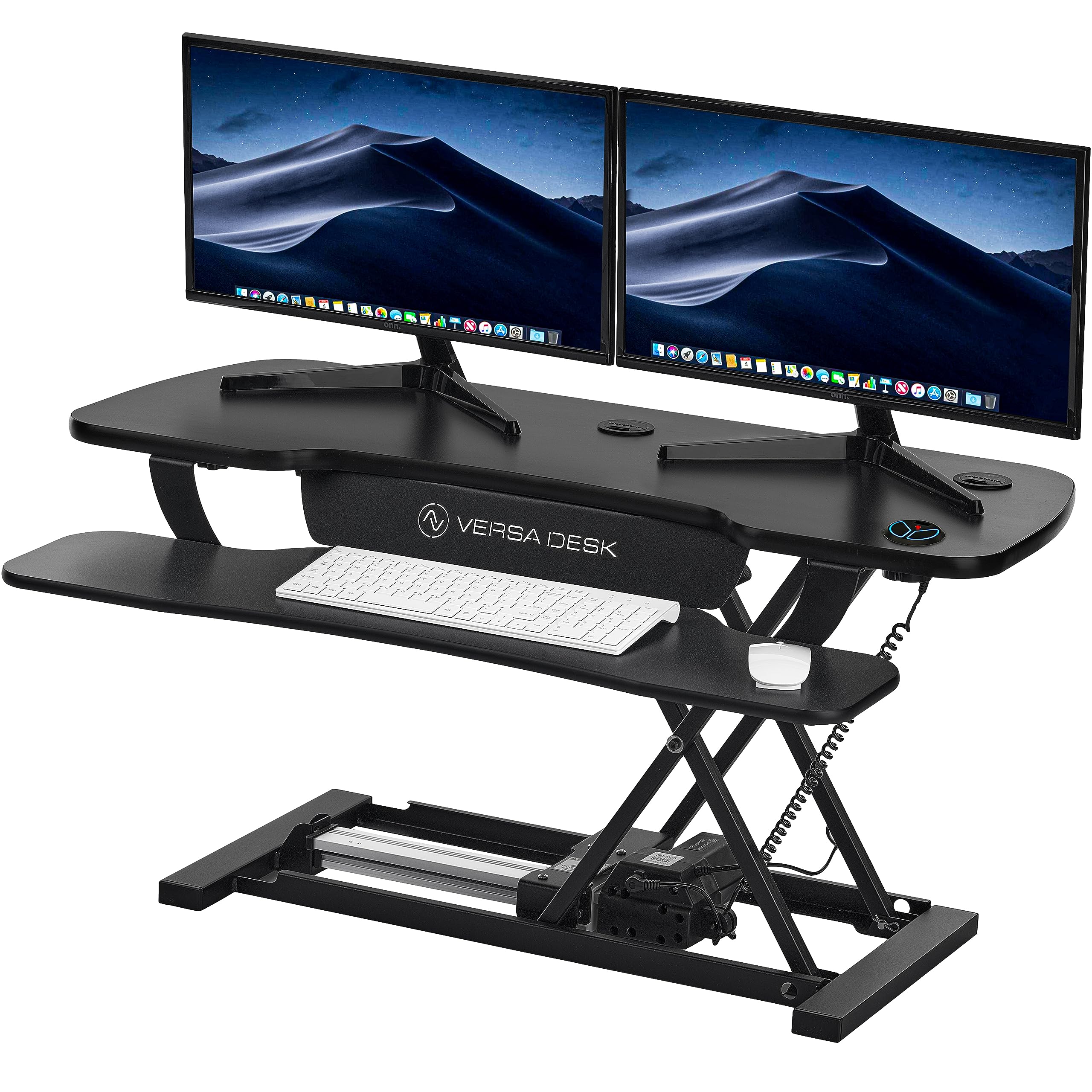 VERSADESK® PowerPro™ 40” x 24” Standing Desk Converter | 40 inch Electric Height Adjustable Sit to Stand Desk Riser w/ Keyboard Tray & USB Hub - Ergonomic Workstation for Home & Office, Black