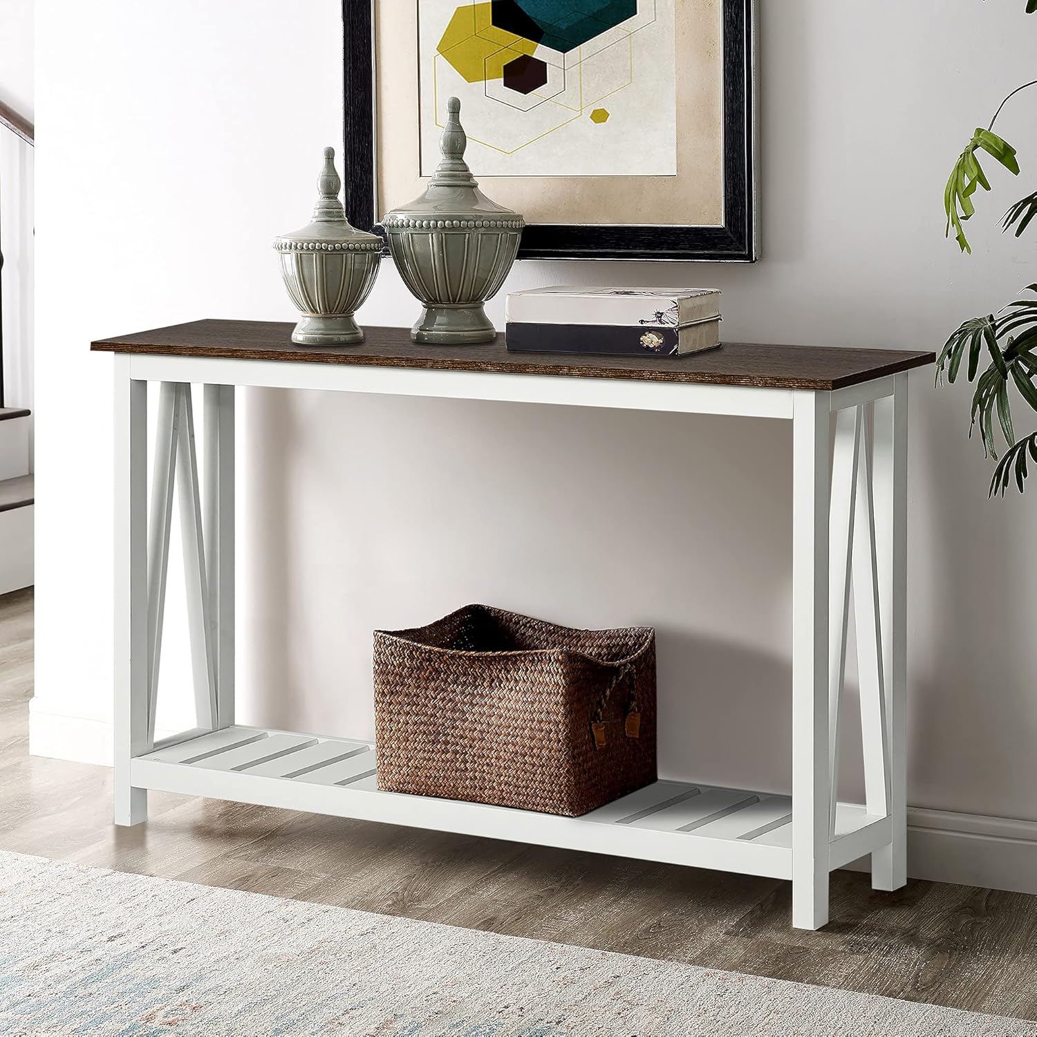 ChooChoo Farmhouse Console Table, Rustic Vintage Narrow Sofa Table for Entryway, Living Room, Hallway, 40 Espresso