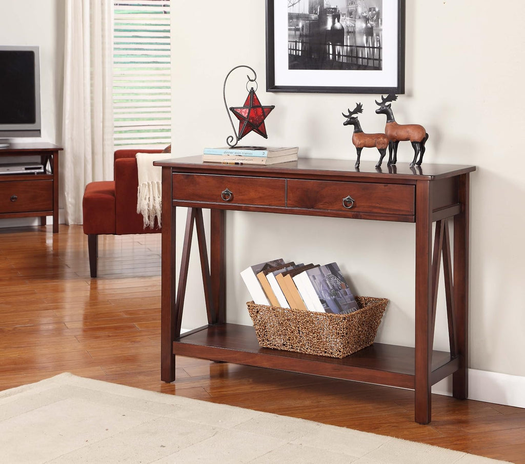 Linon Home Dcor Console Table, 42.01"w x 13.98"d x 30.71"h, Antique Tobacco