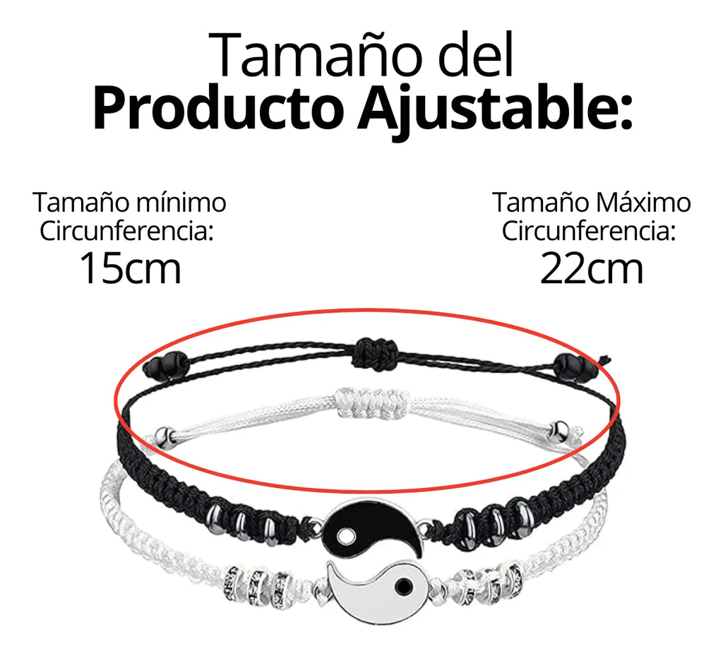 Pulsera De Pareja Yin Yang Brazalete Promesa Amor 1par Full Diámetro 15 cm