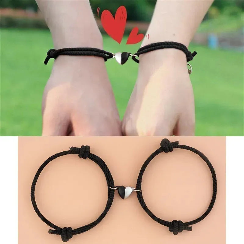 Dazisiny Pulseras Para Parejas Ajustables Con Imán Love,Amor Eterno Negro/negro.Regalos San Valentín.regalo de aniversario.Regalos para Hombre, Mujeres,Novio, Novia,pareja