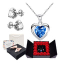AOKUN Collar Y Aretes Dije Corazón Cristal Mujer,regalo Para Mujer Regalos de San Valentín