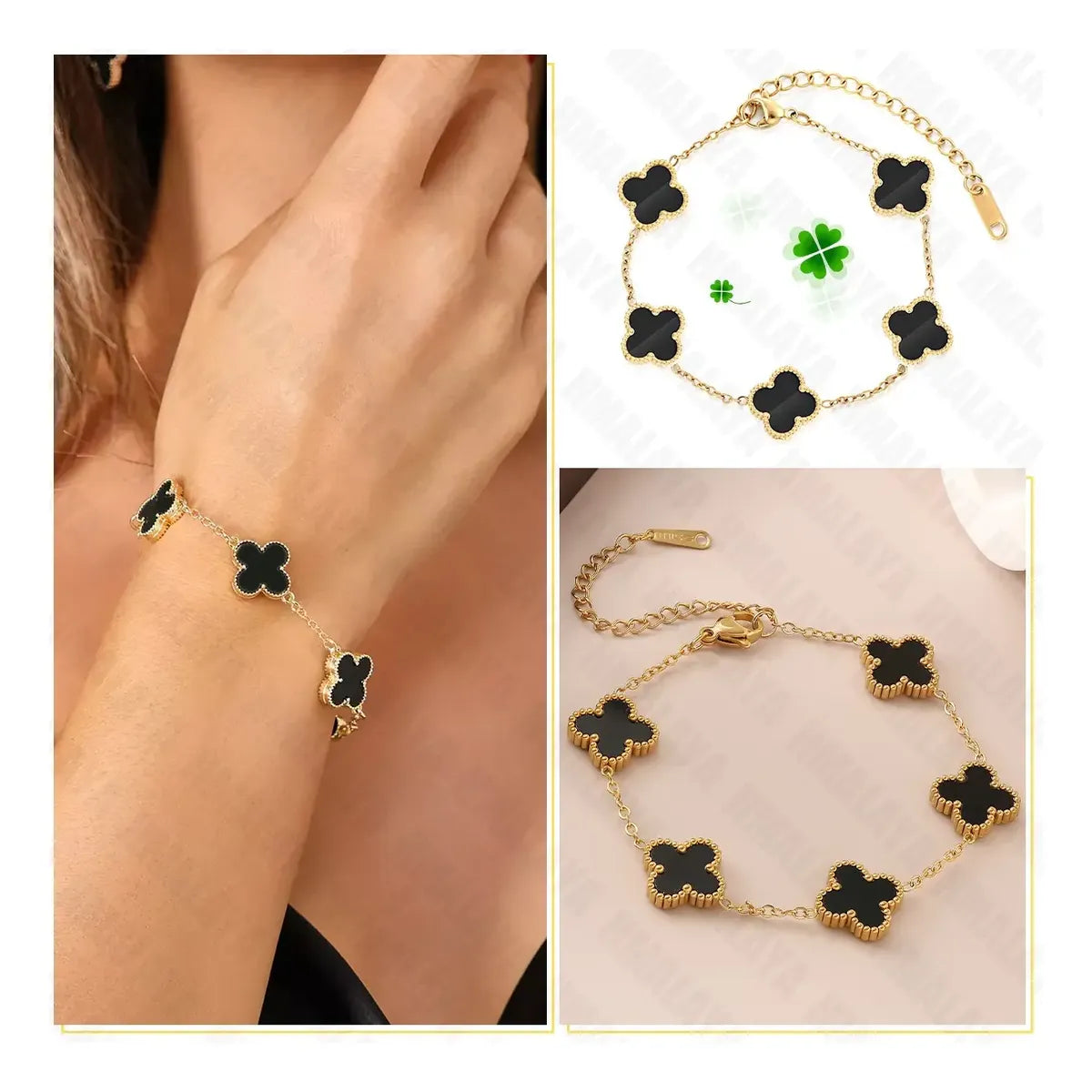 2 Pulsera Trébol Cuatro Acero Inoxidable Regalo Novia Mujer