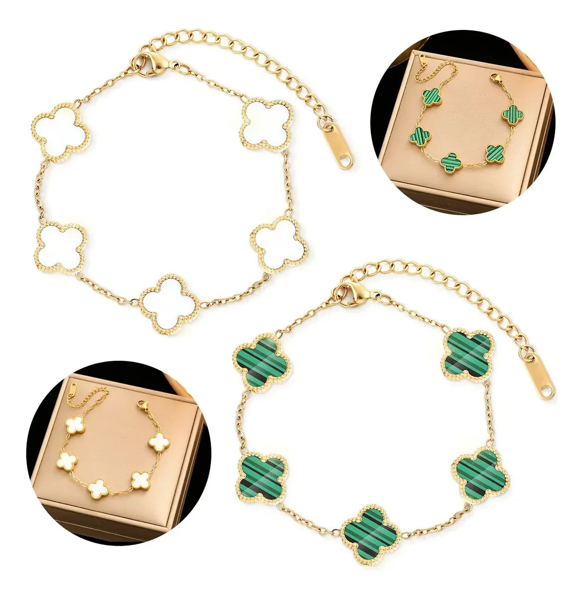 2 Pulsera Trébol Cuatro Acero Inoxidable Regalo Novia Mujer